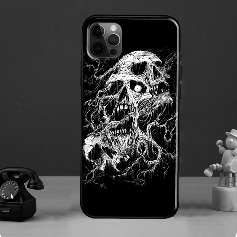 Gothic Fashion Skull Case For iPhone 11 14 Pro Max SE 2020 XR X XS Max 6S 7 8 Plus Cover For iPhone 12 13 Mini