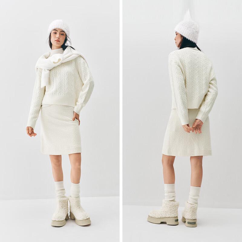 Женский зимний свитер Semir крупной вязки с круглым вырезом и свободного кроя