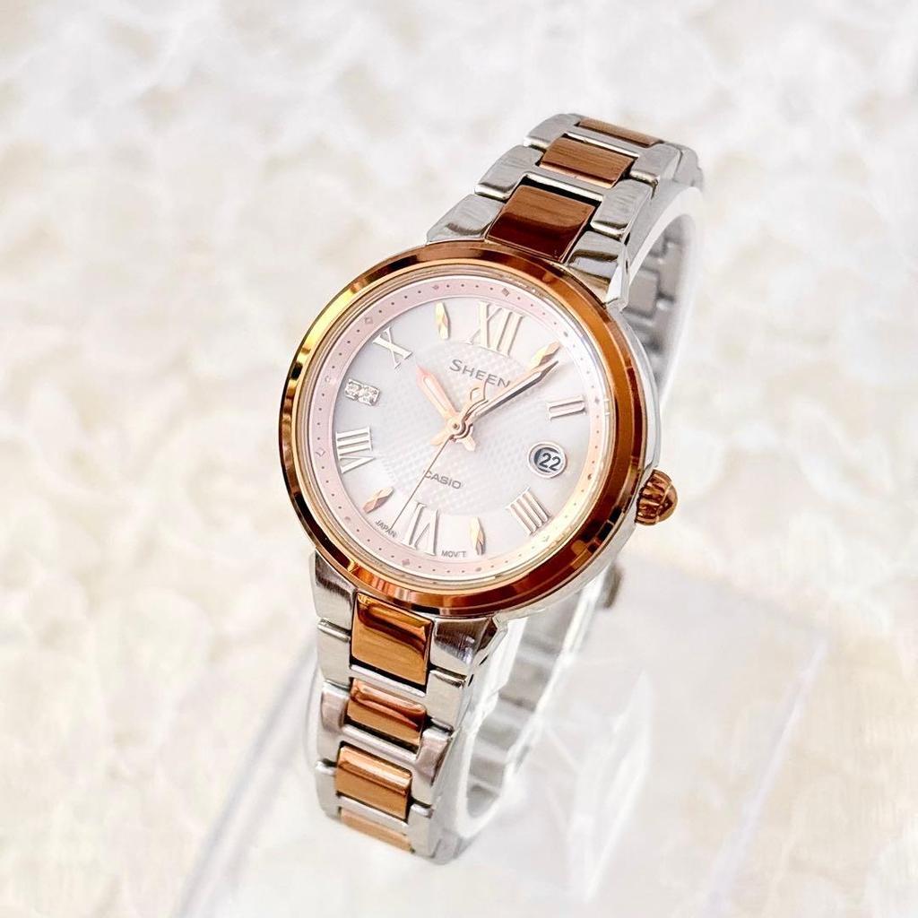 Used Operating, beautiful condition, Casio Sheen ladies watch, Tough Solar, pink gold