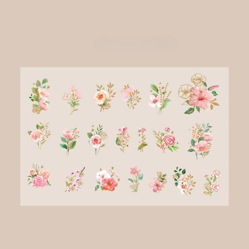 40Pcs/Bag Aesthetic Flower Stickers Pack Fresh Plant Hand Account DIY Material Decorative Stationery Stickers