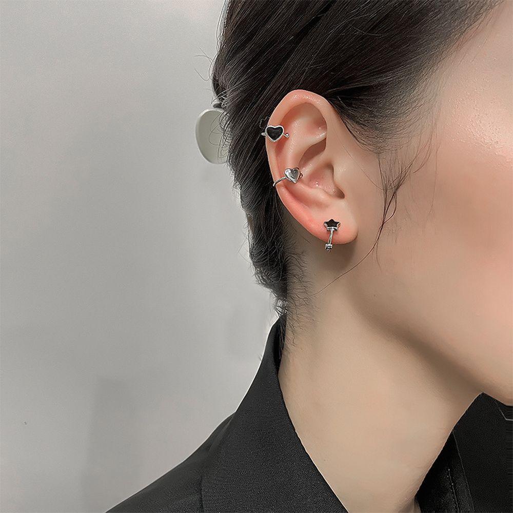 Copper Star Love Heart Ear Jewelry Women Ear Clips Korean Hoop Earrings Clip On Earrings Ear Cuff