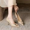 Pointed Stiletto Heel Square Buckle Shoes Women's  New Sexy Korean High Heels Women's Professional Commute Work Shoes