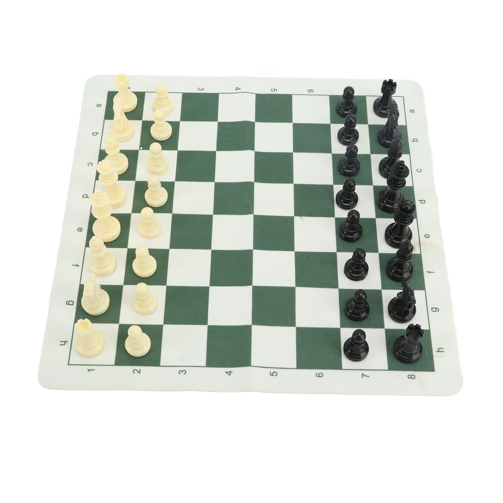 Portable Chess Set Travel Chess Board Game Set Imitation Leather PU Checkerboard 32 Chess Pieces