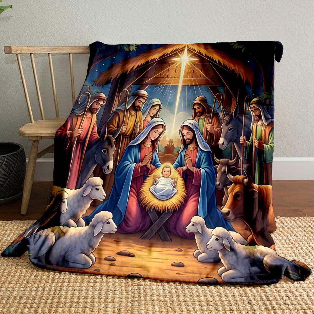 Nativity Scene Christmas BlanketFlannel blanket for bedroom, living room, sofa, and nap