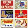 Металлические знаки Wonder Bread Ручная выпечка Винтажный плакат Декор кухни Кафе Бар Магазин Декоративная тарелка Еда Повар Настенная наклейка YI-154