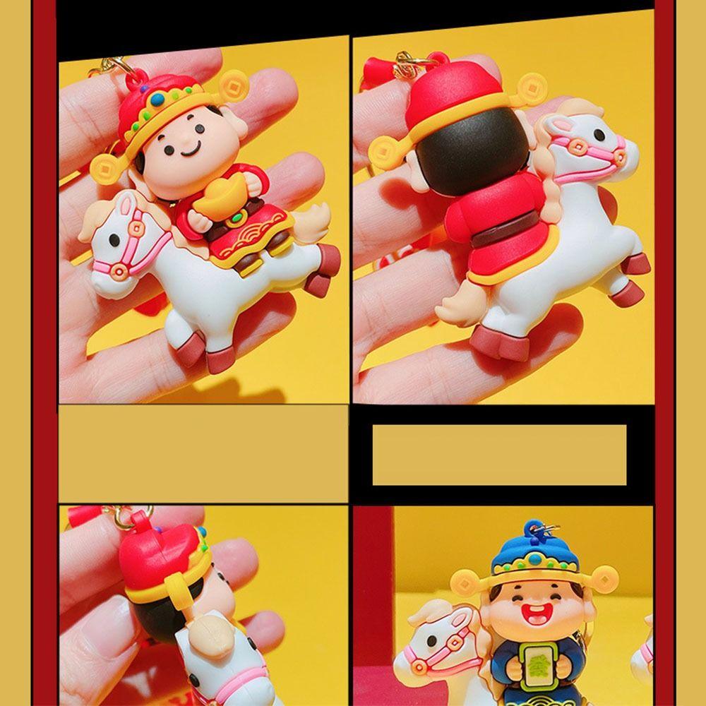 Маленький Бог Богатства Брелок Год Лошади в китайском стиле Новогодний Брелок Подвеска для школьной сумки для девочек