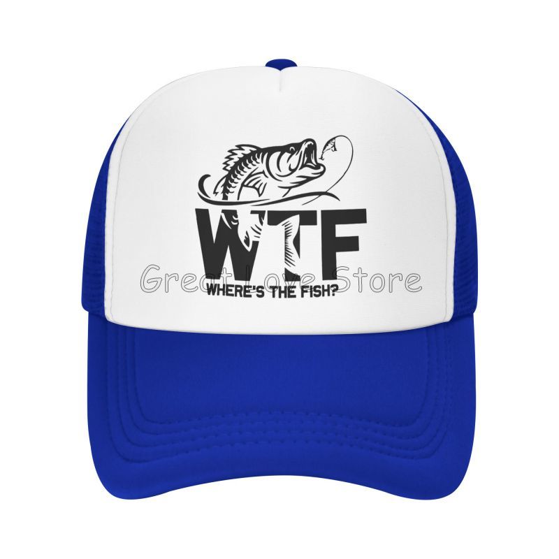 WTF Где Рыба Принт Сетчатая Бейсболка Унисекс Регулируемая Snapback Кепки Папина Рыболовная Шляпа Летние Шляпы от Солнца