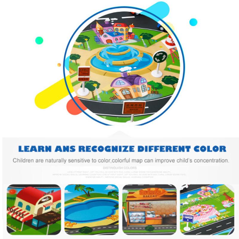 Детский игровой коврик, городская дорога, здания, парковка, карта, игровая сцена, карта игрушечного автомобиля