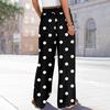 Women Summer Boho Palazzo Pants High Waist Wide Leg Rinting Casual Trousers With Pockets