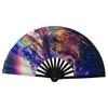 Folding Fan Colorful Holographic Rave Fan Bamboo Ribs Hand Fan Decorative Gifts for Festival Dancing Party