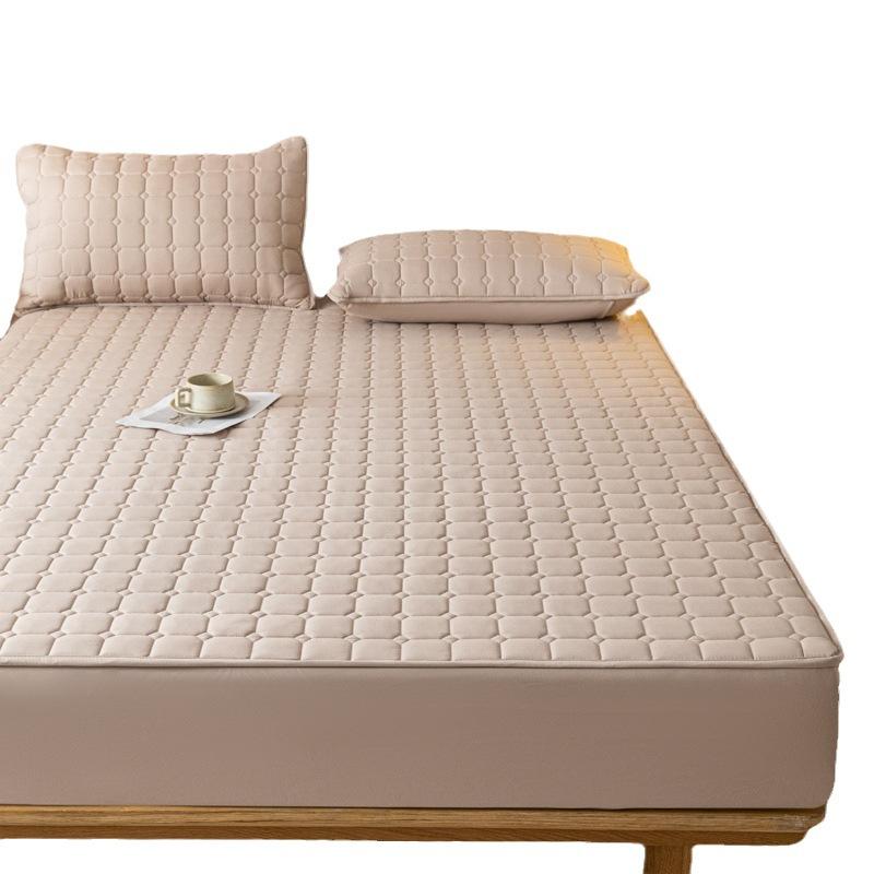 Сплошной цвет, приятный для кожи, стеганая простыня из стираного хлопка, нескользящее толстое пылезащитное покрывало, защитный чехол