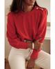 Azura Exchange Red Button Tab Detail Long Sleeve Top