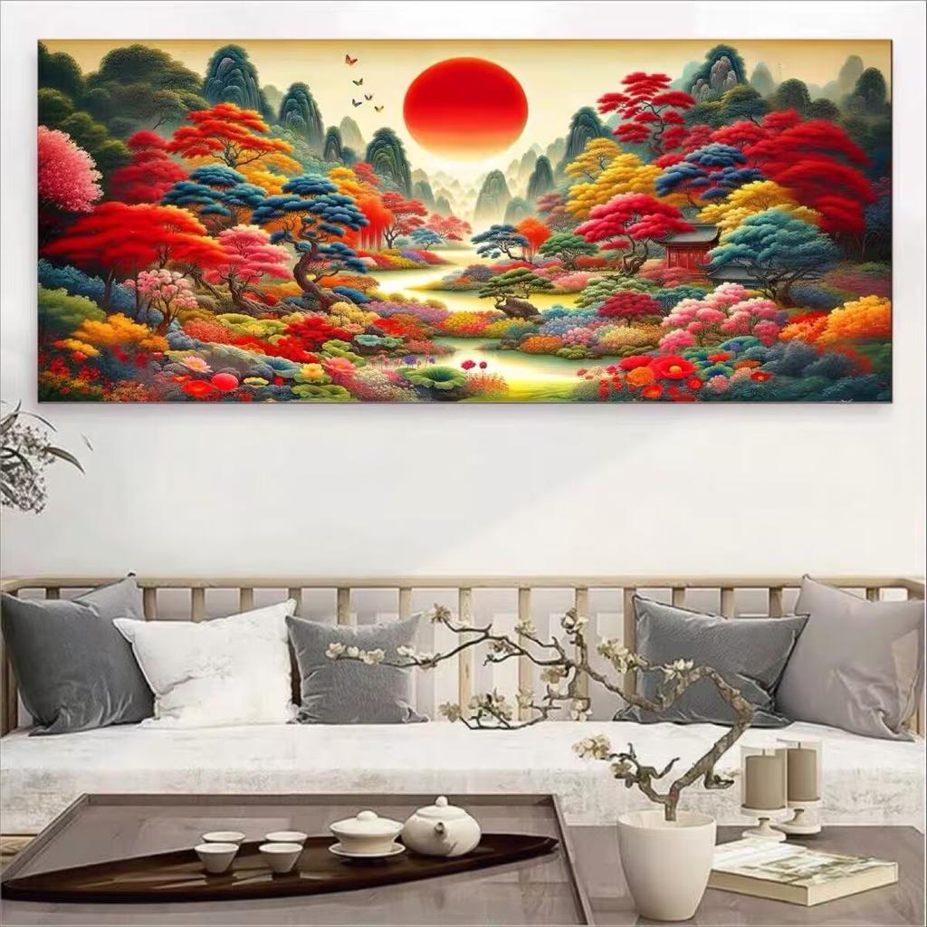 5D Diamond Painting Full Diamond Hongyun Maple Cross Embroidery Mosaic Art New Style Landscape Painting Autumn Wind Red Leaves DIY Decoration