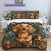 Happy Dachshund Pattern Bedding Home Decoration Birthday Gift (1 * duvet cover + 2 * pillowcase, without core)