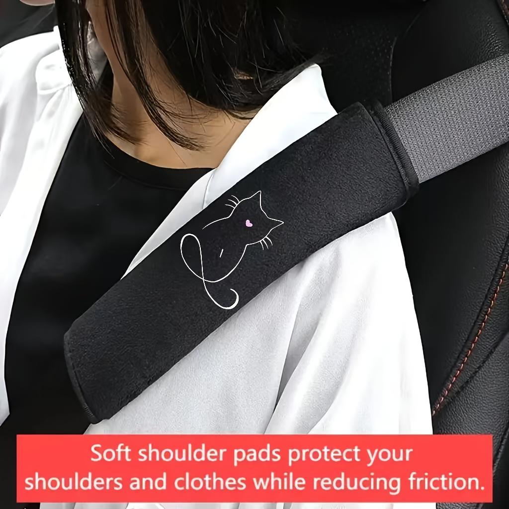 2PCS Line Cat Car Seat Belt Shoulder Protector Soft and Comfortable Seat Belt Protective Cover Universal