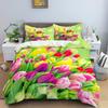 Luxury Bedding Set 3D Print Tulip Rose Print Duvet Cover Set Quilt Cover King Queen Size For Wedding Polyester Comforter Cover