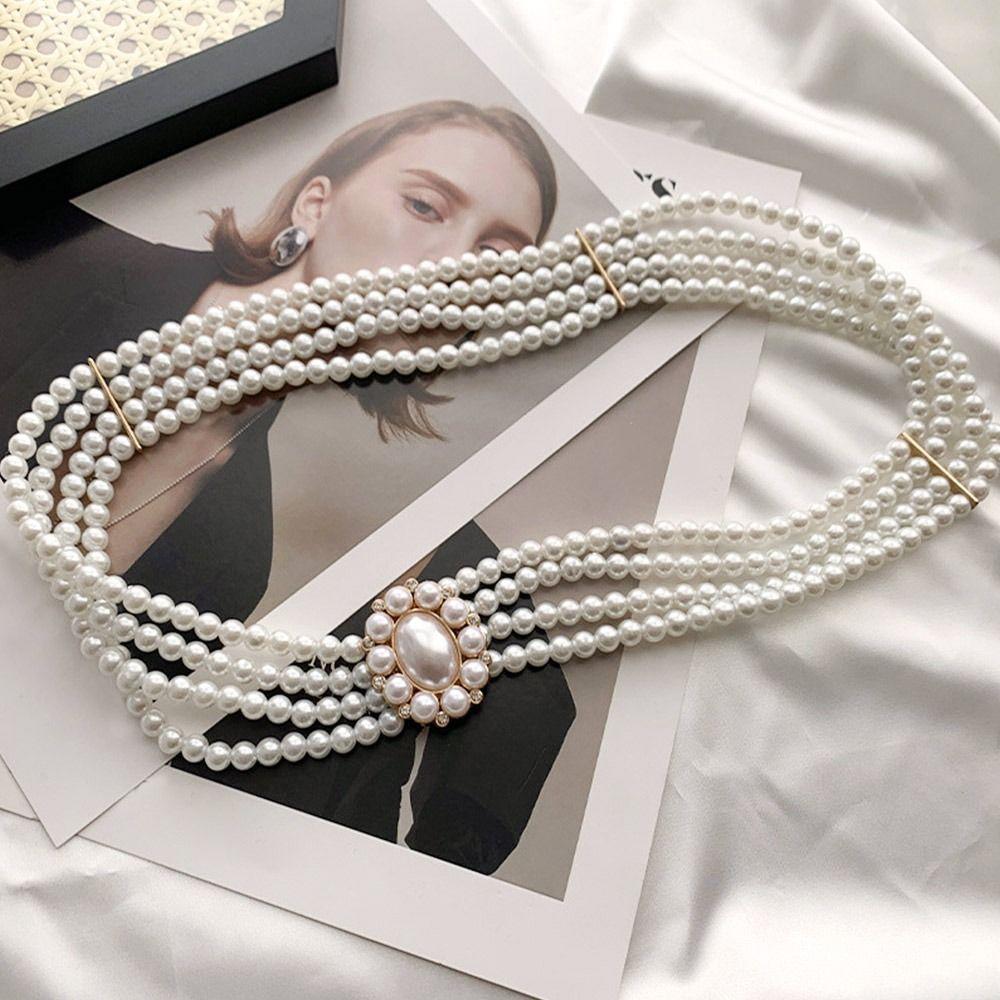 Элегантный ремень для платья, тонкий пояс, поясная цепочка, женский пояс, жемчужная цепочка на талию