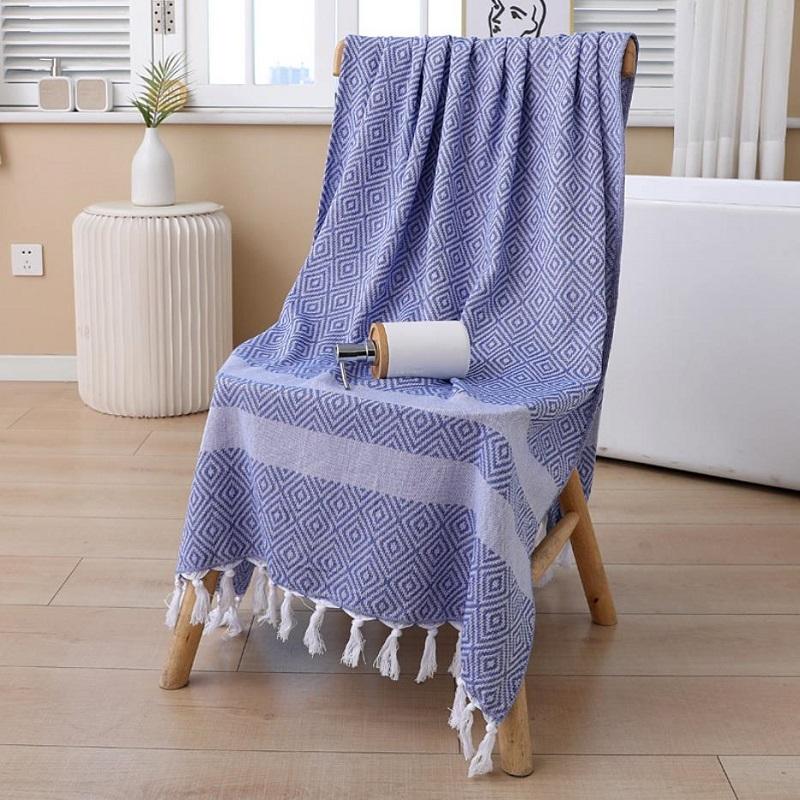 1 шт. хлопковое тканое полотенце, мягкое полотенце для душа, быстросохнущее полотенце для купания, коврик для ванной, пляжное полотенце, дорожное одеяло 39,37*70,87 дюймов