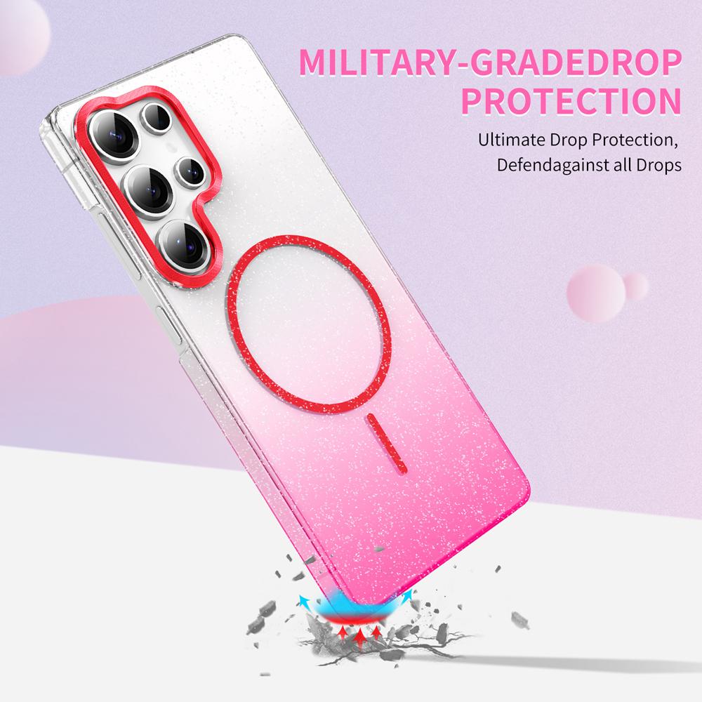 KEYSION Роскошный градиентный блестящий магнитный чехол для телефона для Samsung Galaxy A55 5G A35 A25 A15 A05S Прозрачный жесткий ПК противоударный чехол