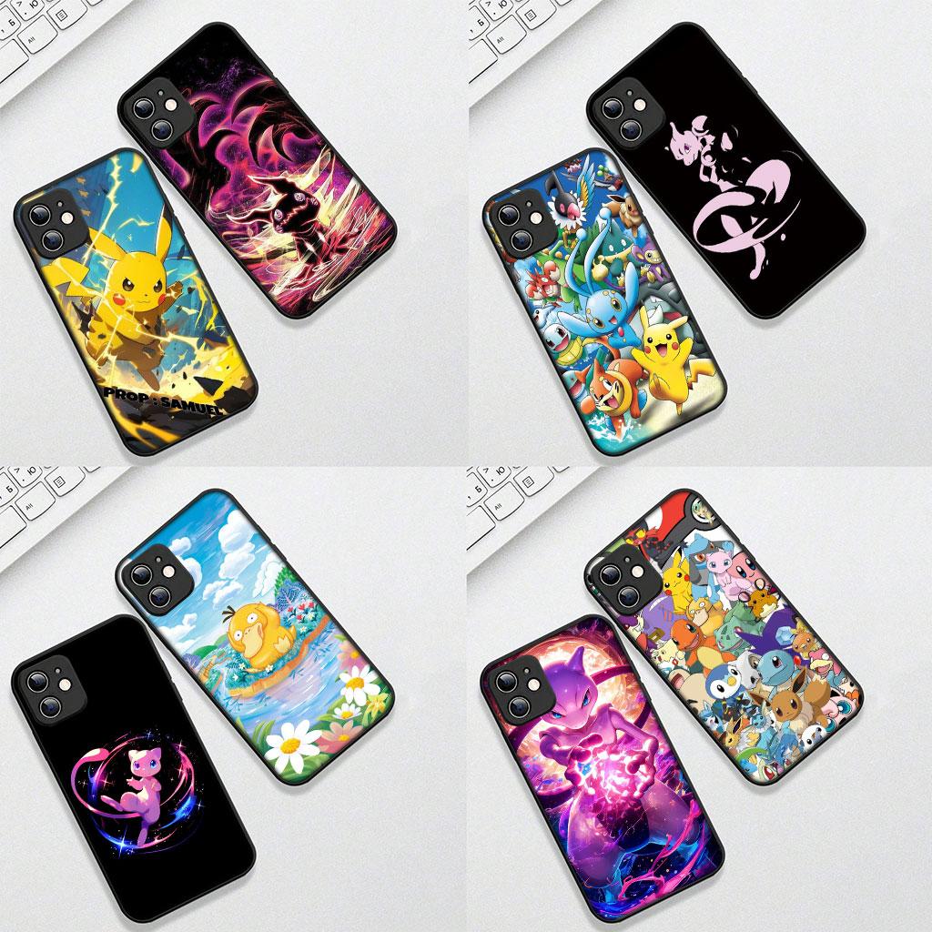 Phone Cover for Apple iPhone 13 12 Mini XS 11 Pro Max 7 8 Plus XR SE 2022 2020 SE3 Case P-Pikachus Mew P-Pokemons Mewtwo