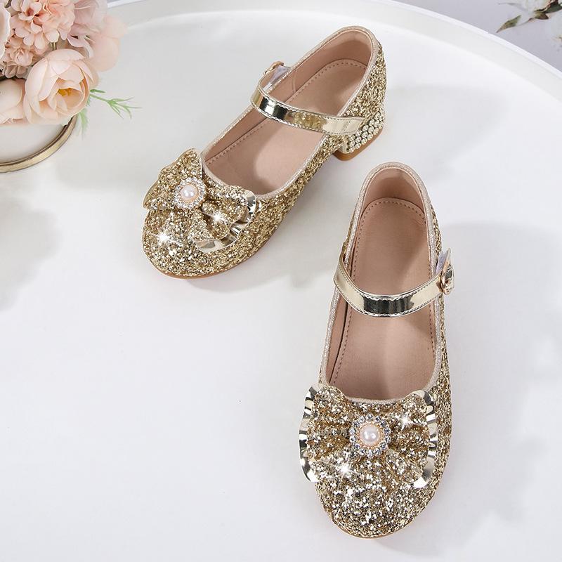 Детская мода для девочек Мэри Джейн для вечеринок, свадебных шоу, туфли из искусственной кожи с кристаллами 2024 года, универсальные мягкие туфли принцессы на низком каблуке для вечеринок и свадеб