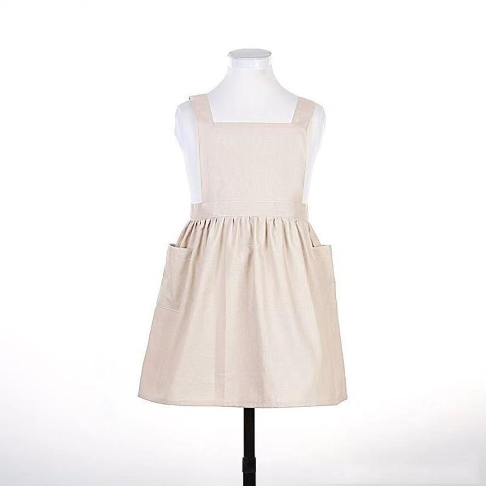 Кавайное детское платье-фартук в японском стиле, хлопковое, однотонное, кофейное, с мягкой перекрестной спинкой, садовые комбинезоны для рисования, выпечки