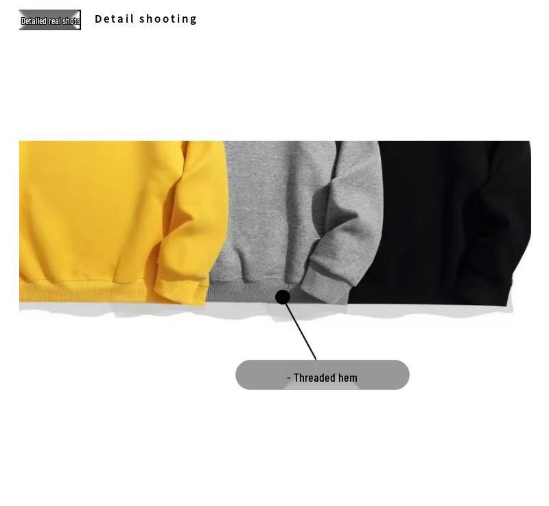 Модный женский свитшот с опущенными плечами - 2025 Huamian, с круглым вырезом, 320 г, свободный крой, пуловер, модная верхняя одежда