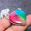 Радужный солнечный кварцевый драгоценный камень ручной работы из стерлингового серебра 925 пробы ожерелье 18 дюймов K7T36
