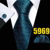 Mens Fashion Neckties Teal Silk Tie Pocket Square Cufflinks Blue&Green Formal Casual Ties