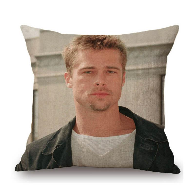 Sexy Handsome Super Star Brad Pitt Muscle Man Fans Gift Cotton Linen Sofa Throw Pillow Case Home Decoration Art Cushion Cover
