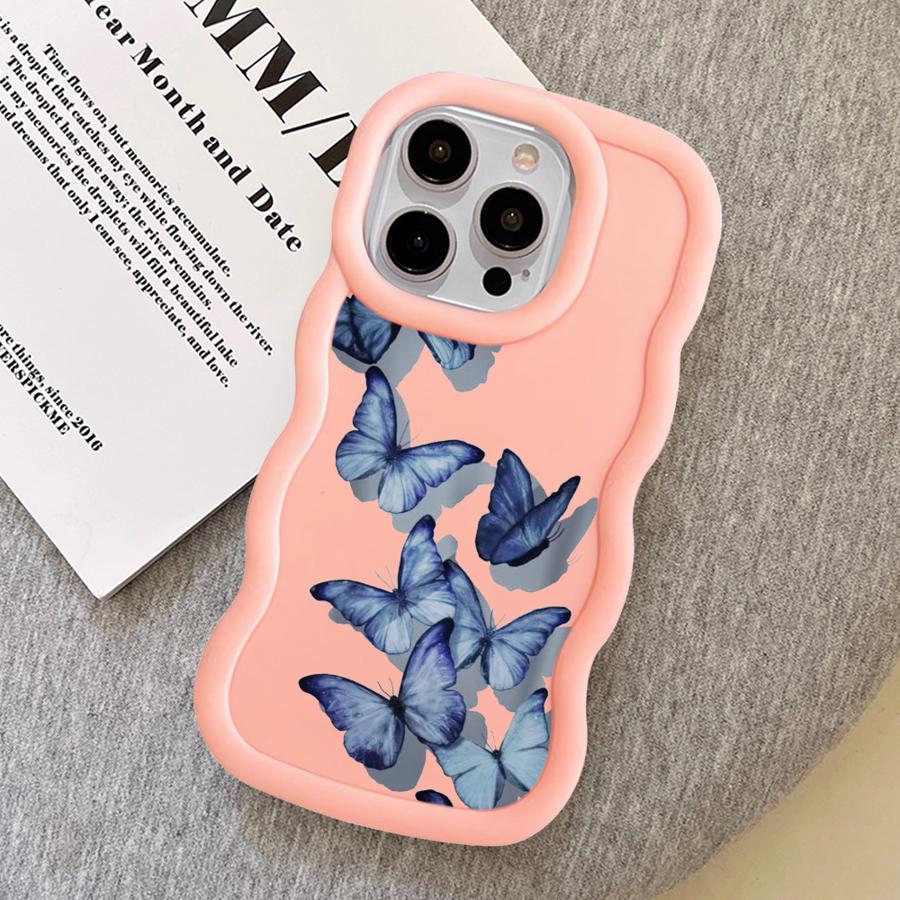 Case for iPhone 17 Air XR 12 8 13 16 Pro Max 11 15 Plus 14 Soft Phone Cover Cartoon Butterfly
