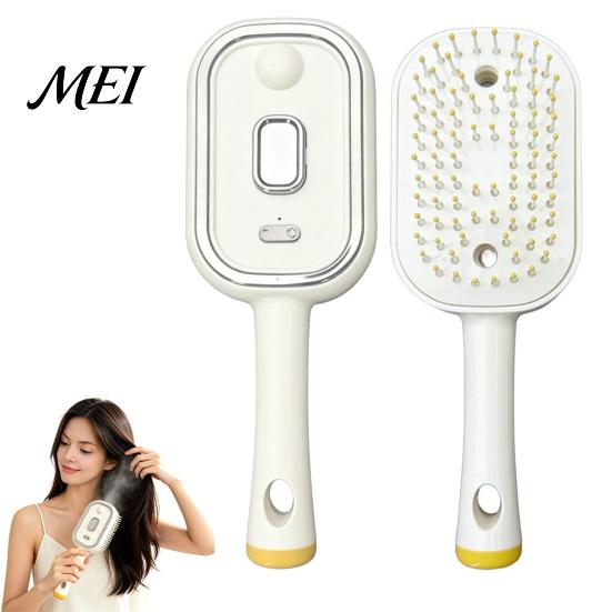 Gentle Steam Hair Brush Electric with Essence & Measuring Cup, Rechargeable Anti-Static Scalp Styling Tool Massager Spray Brush, Frizz Control