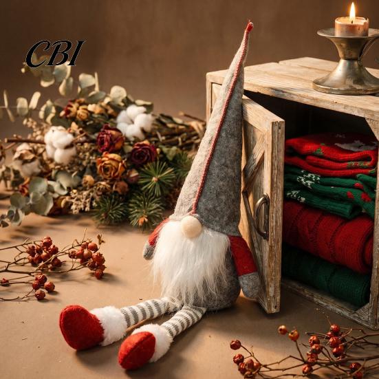Plush Gnome Doll Christmas Decoration, Long Leg Soft Swedish Figurine, Holiday Stuffed Elf Dwarf Ornament for Home Tiered Tray Tabletop Decor
