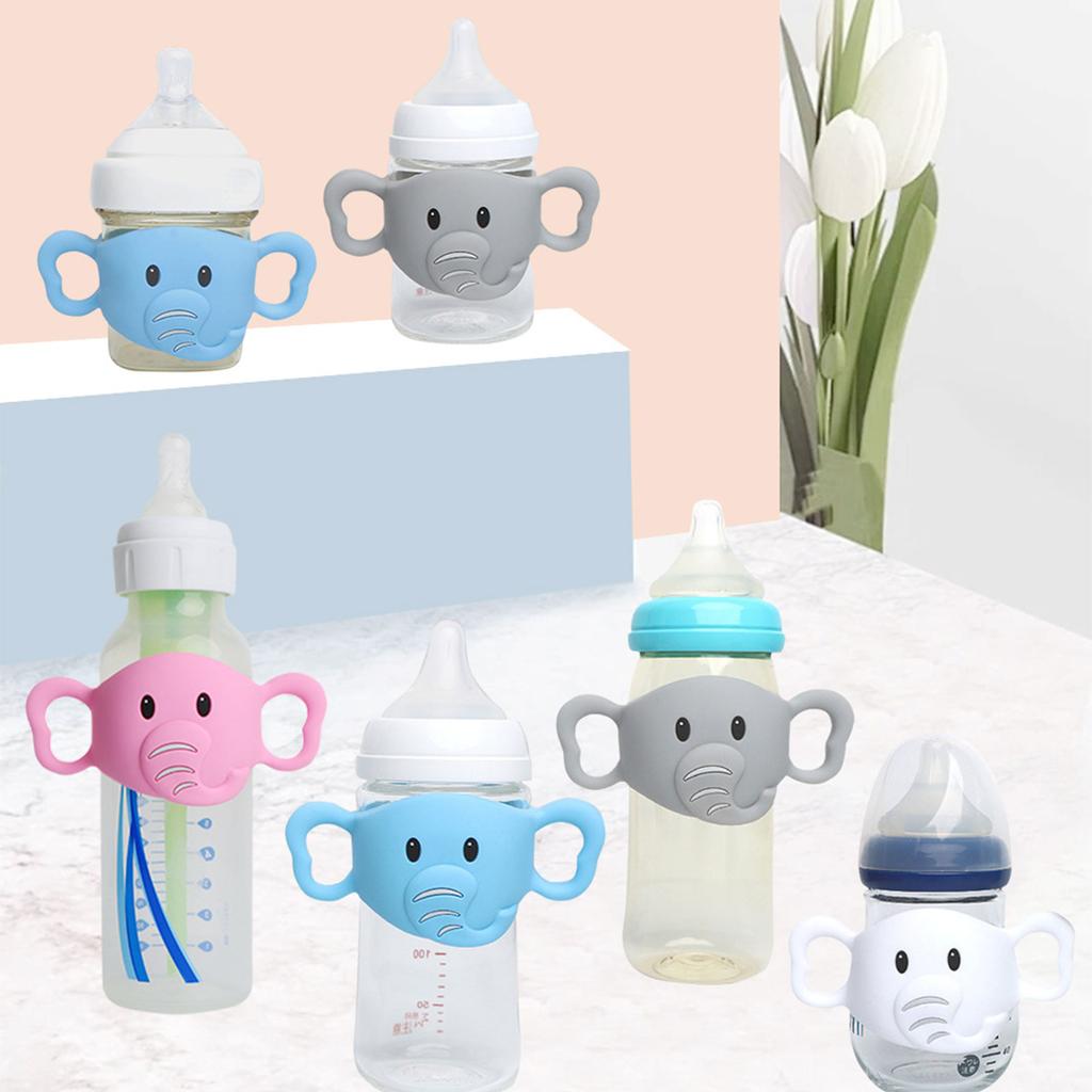 Elephant Pattern Baby Bottle Handle Transitional Sippy Cup Handle Grip for Baby Bottle Universal Removable Grip Portabl