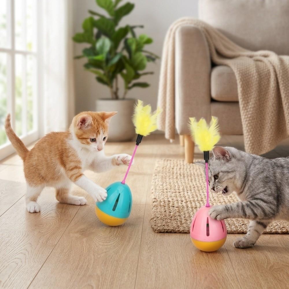 Round Tumbler Tumbler Cat Feeder Toy Interactive Kitten Play Toy Boredom Relief For Cats