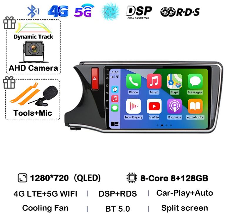 Android 14 Carplay Auto For Honda CITY 2014 2015 2016 2017 2018 2019 Car Radio Multimedia Stereo Player Navigation GPS 4G+WIFI