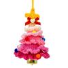 Handmade Knitted Christmas Tree Ornament with Multi-Layered Crochet Design Golden Bells Star Top Pom Pom Decor Holiday Decor
