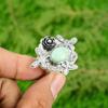 925 Silver Brazilian Chrysoprase Gemstone Flower Sister Solitaire Wedding Ring