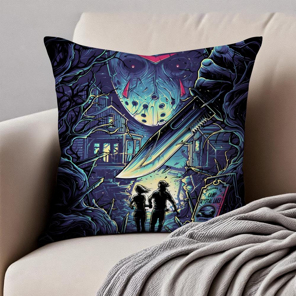 Dark style artistic illustration HHalloween Cushion Cover Pillowcase Antidustmite Invisible Zipper Short Plush Sofa Cushion