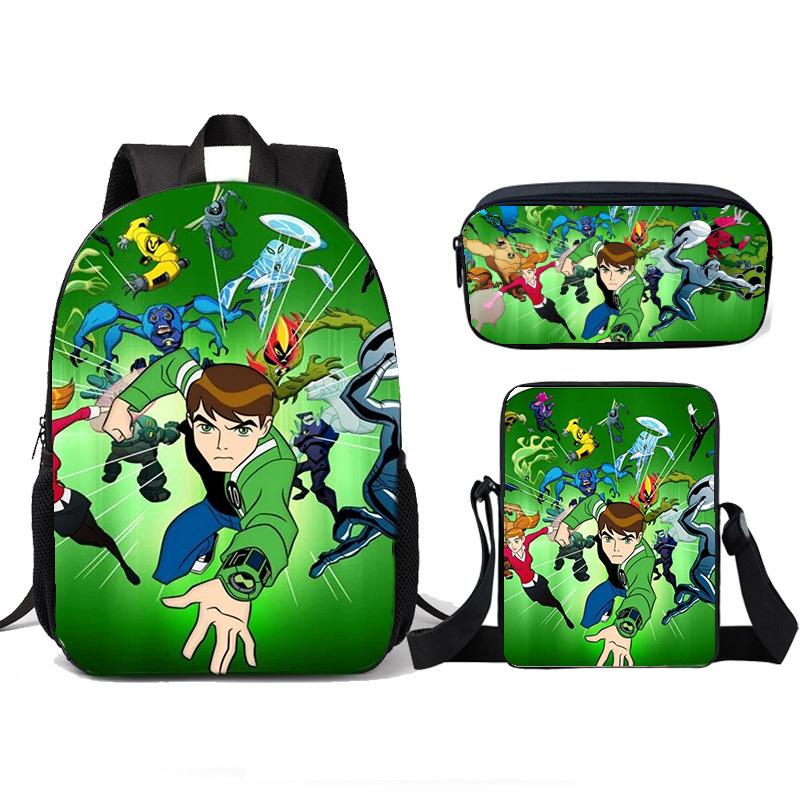 Рюкзак для подростка-хакера BEN10, рюкзак для начальной школы, набор из трех предметов, детский рюкзак, сумка через плечо, пенал