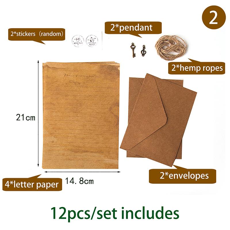12 шт./компл. винтажные конверты из крафт-бумаги, набор бумаги для писем, блокнот для письма, приглашения