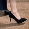 Модные женские замшевые туфли-лодочки Новые туфли на высоком каблуке Офисные туфли Модные туфли на тонком каблуке Острый носок Каблук-шпилька Женские туфли-лодочки