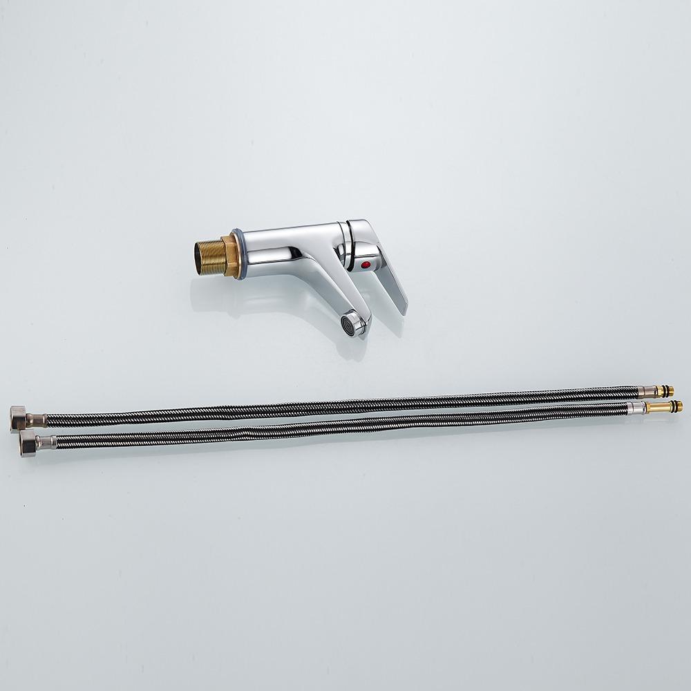 Смеситель для ванной комнаты, хромированный, с одной ручкой, на одно отверстие, смеситель для кухонной раковины, горячая и холодная вода, со шлангом G1/2