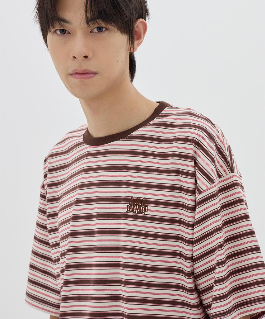 URBANAGE [2Pack] Multi-Stripe Oversized Short Sleeve_2Color