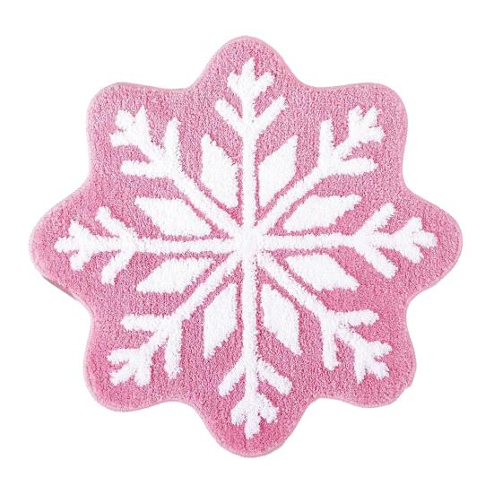 Christmas Snowflake Bathroom Rug Fuzzy Snowflake Absorbent Floor Mat Machine Washable Non Slip Bathtub Rug for Shower Entrance Kitchen Decor