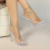 13CM Women Transparent High Heel Sandals, Thin Stiletto Platform Crystal Slippers, Sexy Nightclub Catwalk Shoes LFD-19876-1