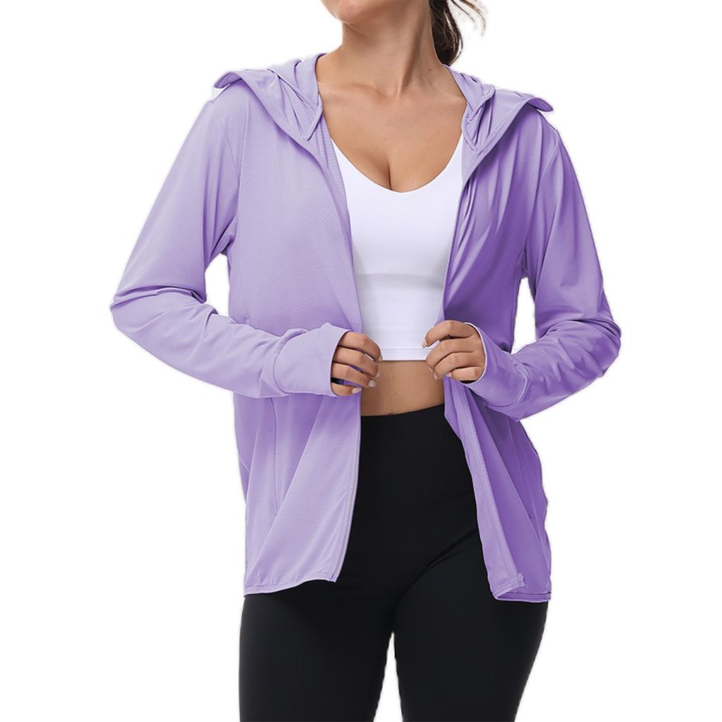 Женская куртка UPF Sun Shirts с капюшоном на молнии с УФ-защитой и длинным рукавом, летняя, из ледяного шелка, для активного отдыха с карманами