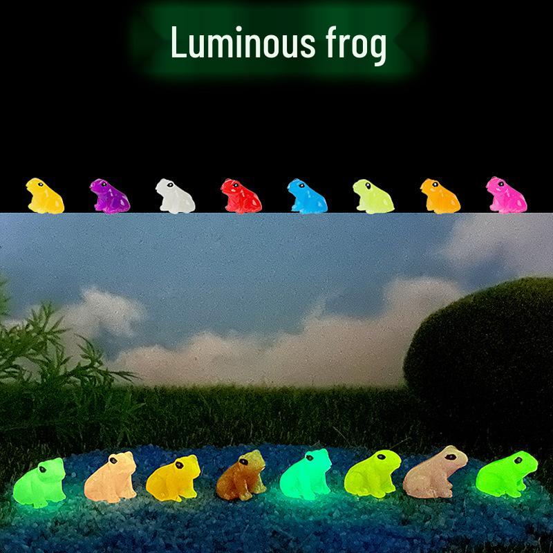 Colorful Luminous Frog Micro Landscape Figurine - Creative Resin Handicraft Jewelry Accessory
