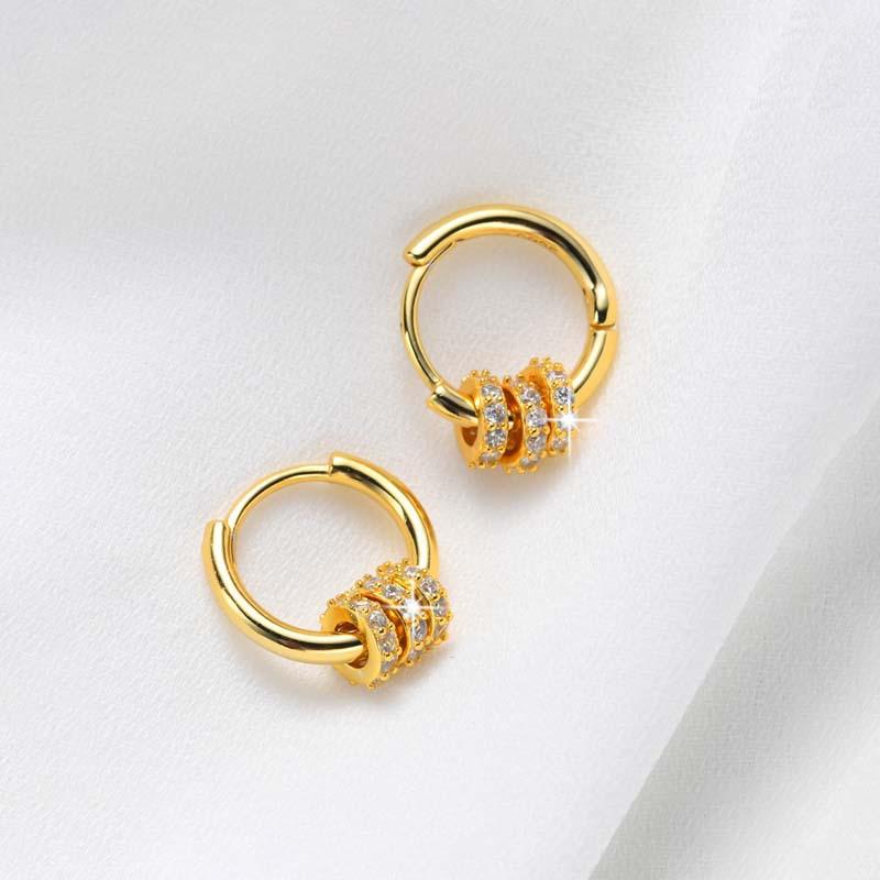 Fine Jewelry 925 Silver Hoop Earring for Women Micro Inlay Zircon 925 Sterling Silver Earrings Circle Pendant Earrings