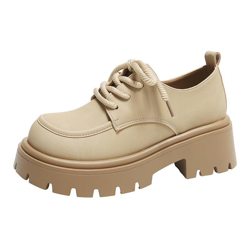 Кожаные толстоподошвенные новые женские туфли Мори, увеличивающие рост, в стиле ретро, полированные, на шнуровке, маленькие кожаные туфли